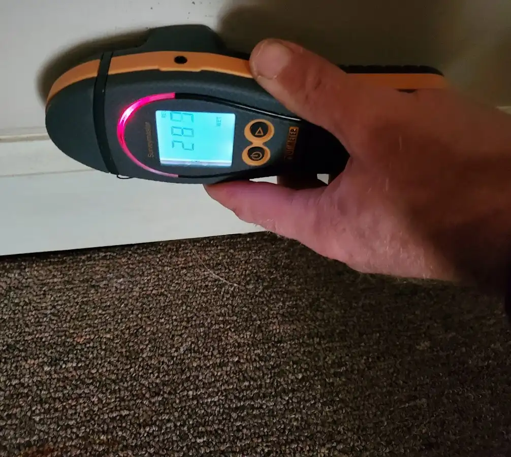 Moisture detection at baseboard during Sewage Cleanup & Sanitation in Trussville