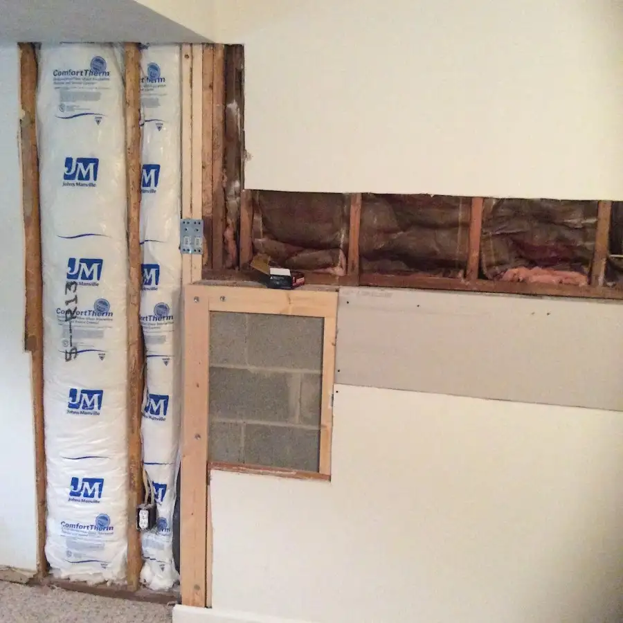 Wall insulation replacement during Basement Flood Cleanup in Trussville